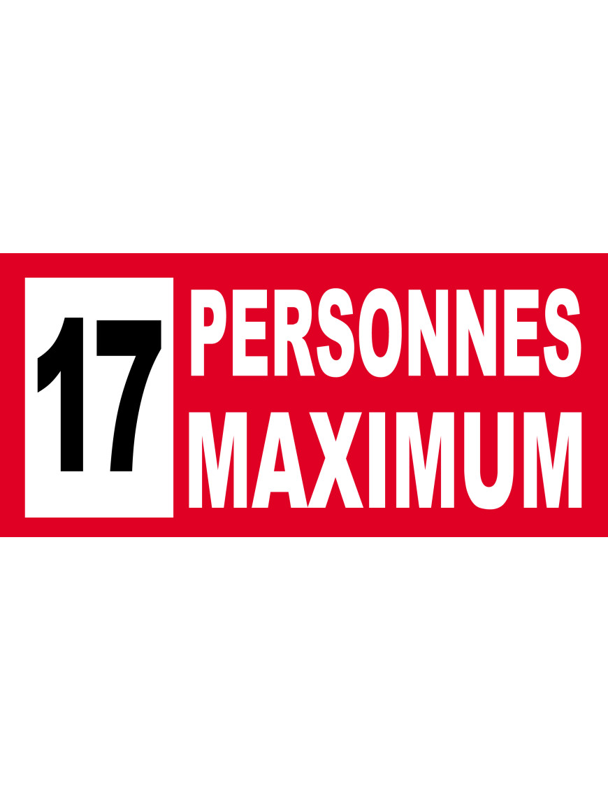 17 personnes maximum - 20X9cm - Sticker/autocollant