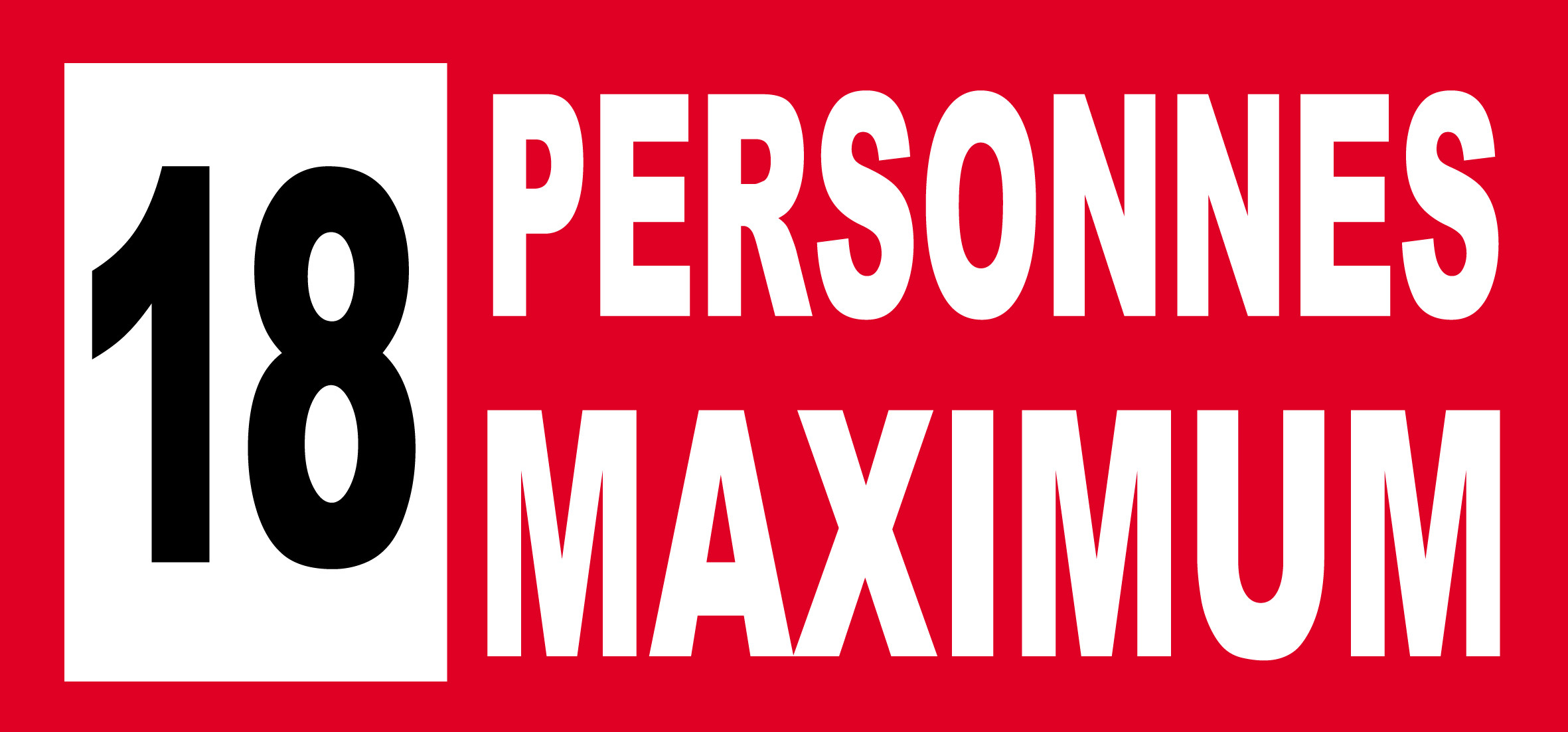 18 personnes maximum - 10X4.5cm - Sticker/autocollant