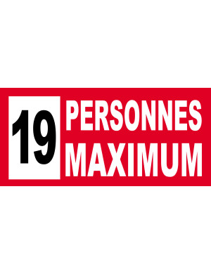 19 personnes maximum - 30X14cm - Sticker/autocollant