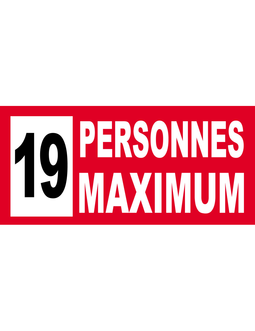 19 personnes maximum - 20X9cm - Sticker/autocollant