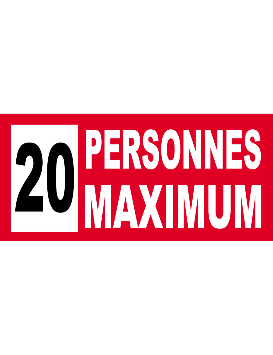 20 personnes maximum - 20X9cm - Sticker/autocollant