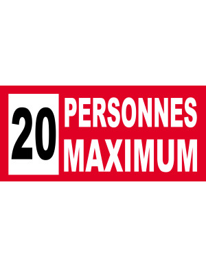 20 personnes maximum - 10X4.5cm - Sticker/autocollant