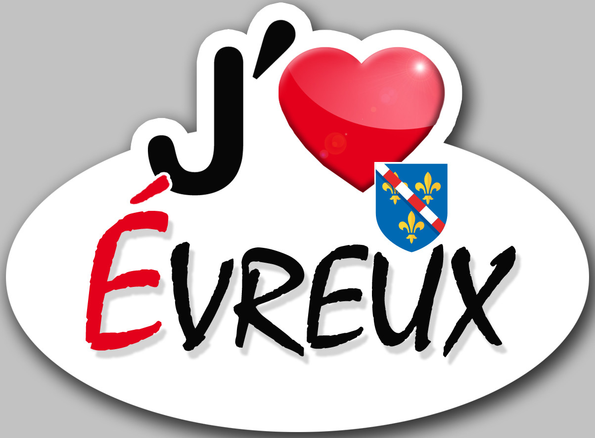 j'aime Évreux - 15x11cm - Sticker/autocollant