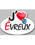 j'aime Évreux -  5x3.7cm - Sticker/autocollant