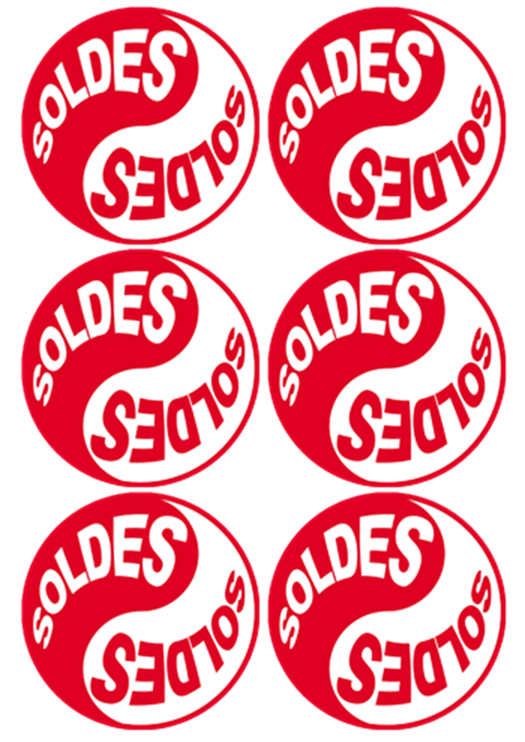 Soldes Yin Yang Rouge (6 fois 9.5x9.5cm) - Sticker/autocollant