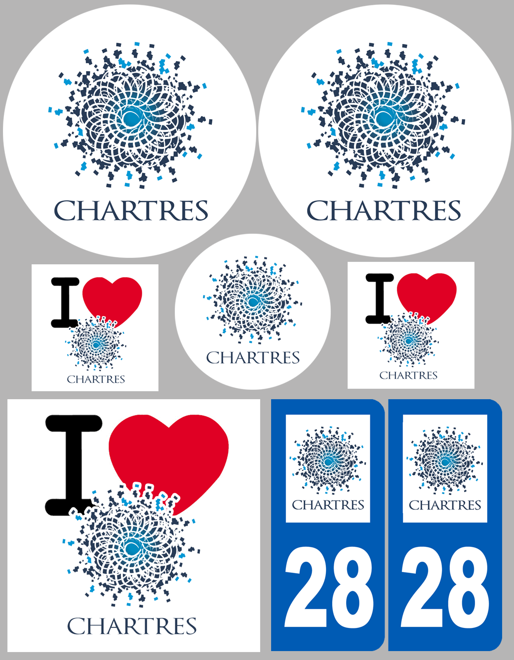 Chartres (8 autocollants variés) - Sticker/autocollant