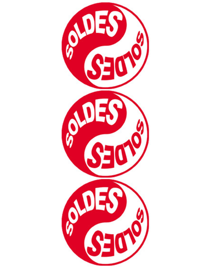 Soldes Yin Yang Rouge (3 fois 9.5x9.5cm) - Sticker/autocollant