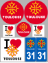 Toulouse (8 autocollants variés) - Sticker/autocollant