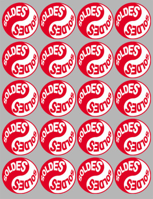 Soldes Yin Yang Rouge (20 fois 5x5cm) - Sticker/autocollant