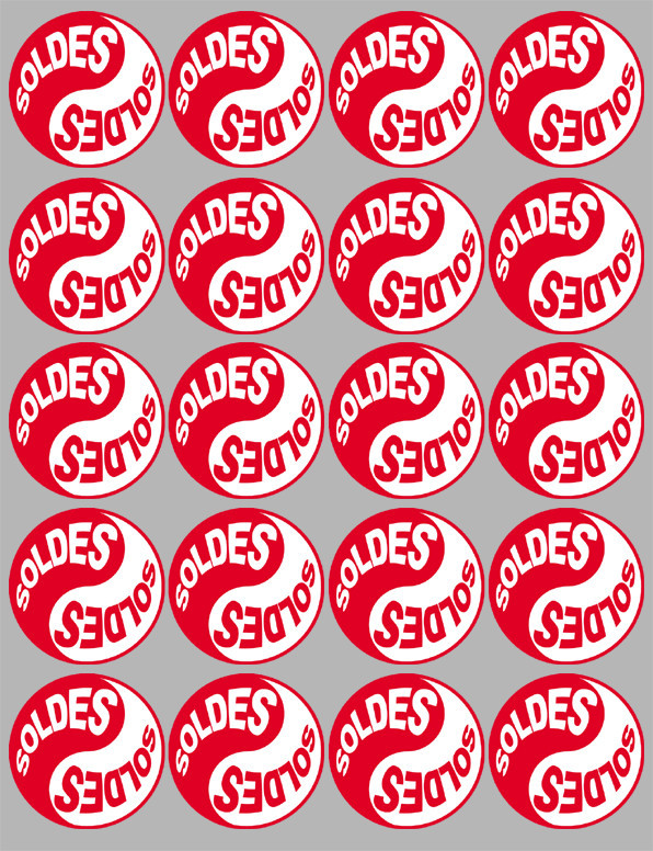 Soldes Yin Yang Rouge (20 fois 5x5cm) - Sticker/autocollant