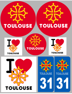 Toulouse (8 autocollants variés) - Sticker/autocollant