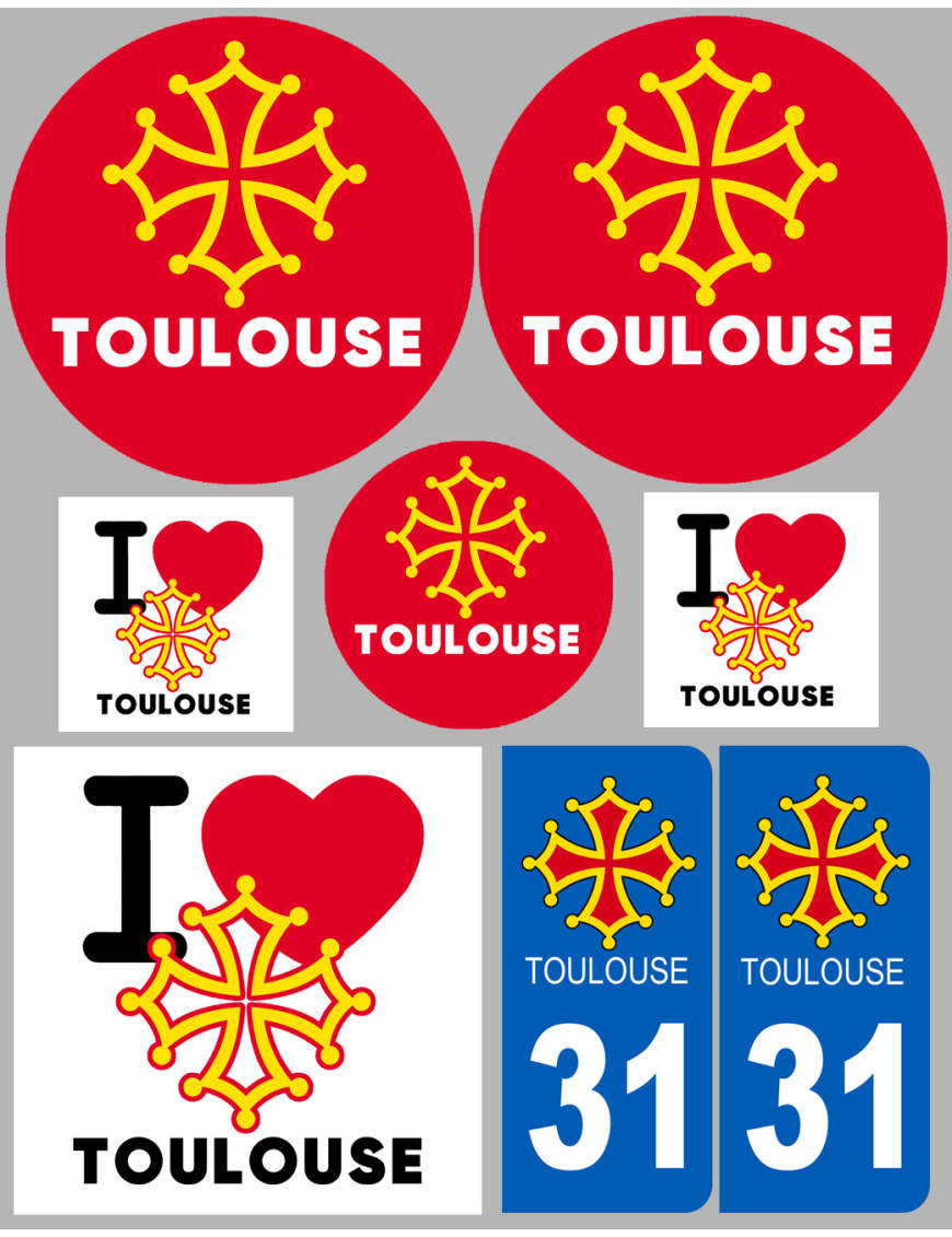 Toulouse (8 autocollants variés) - Sticker/autocollant