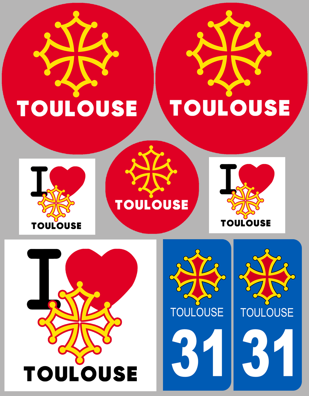 Toulouse (8 autocollants variés) - Sticker/autocollant