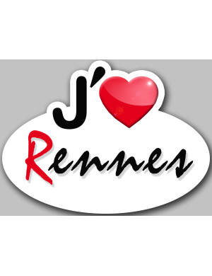 j'aime Rennes - 5x3.7cm - Sticker/autocollant