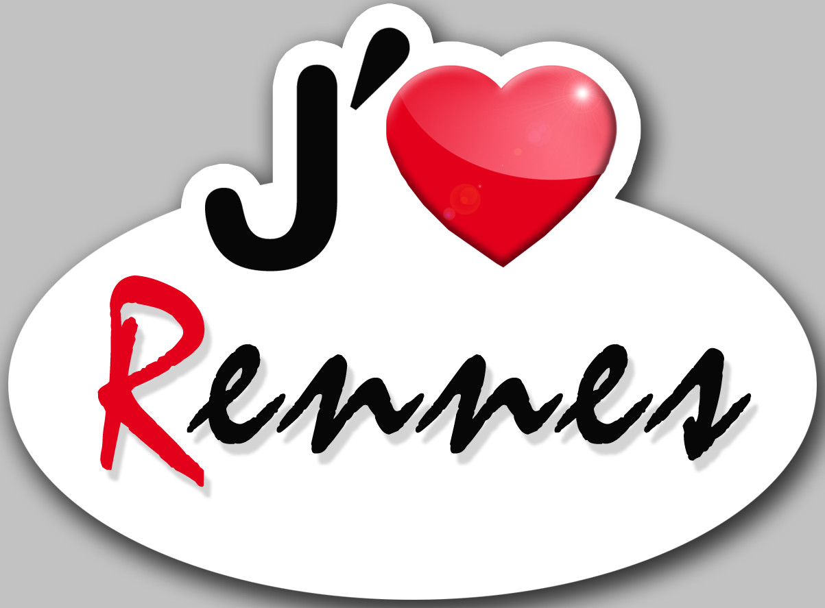 j'aime Rennes - 5x3.7cm - Sticker/autocollant