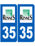 immatriculation Rennes 35 - Sticker/autocollant