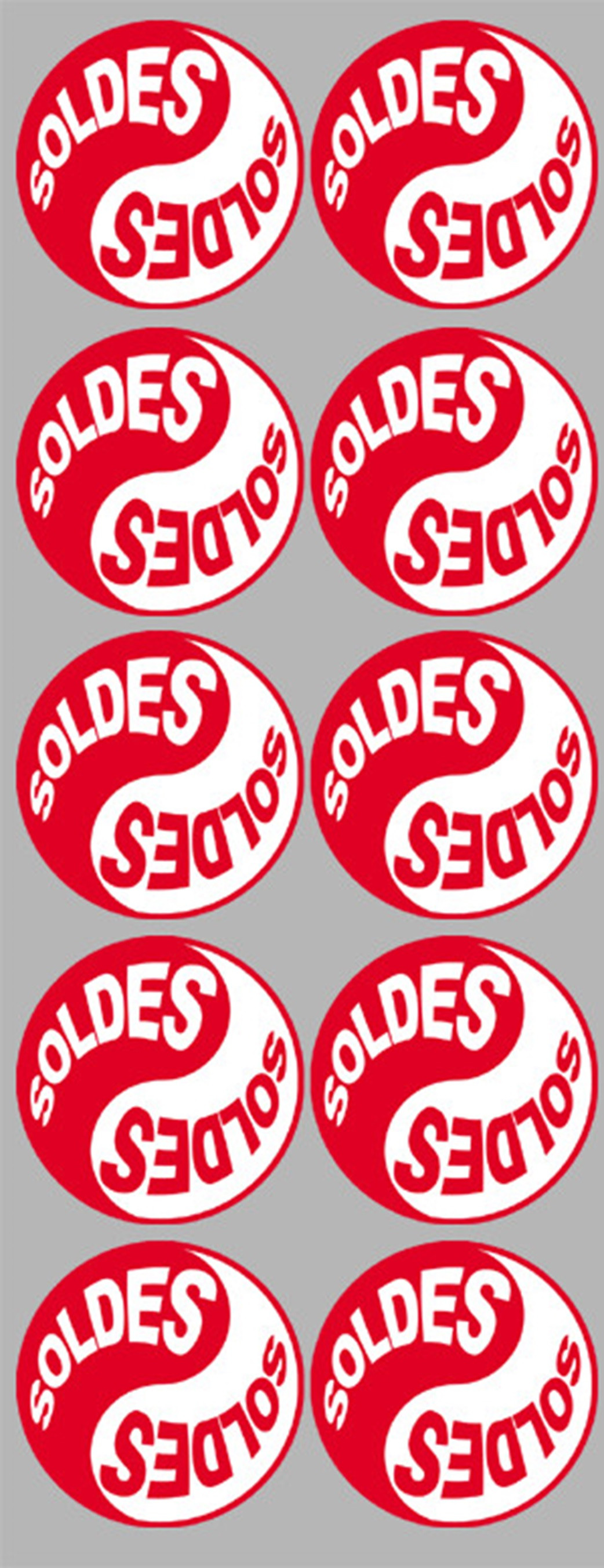 Soldes Yin Yang Rouge (10 fois 5x5cm) - Sticker/autocollant