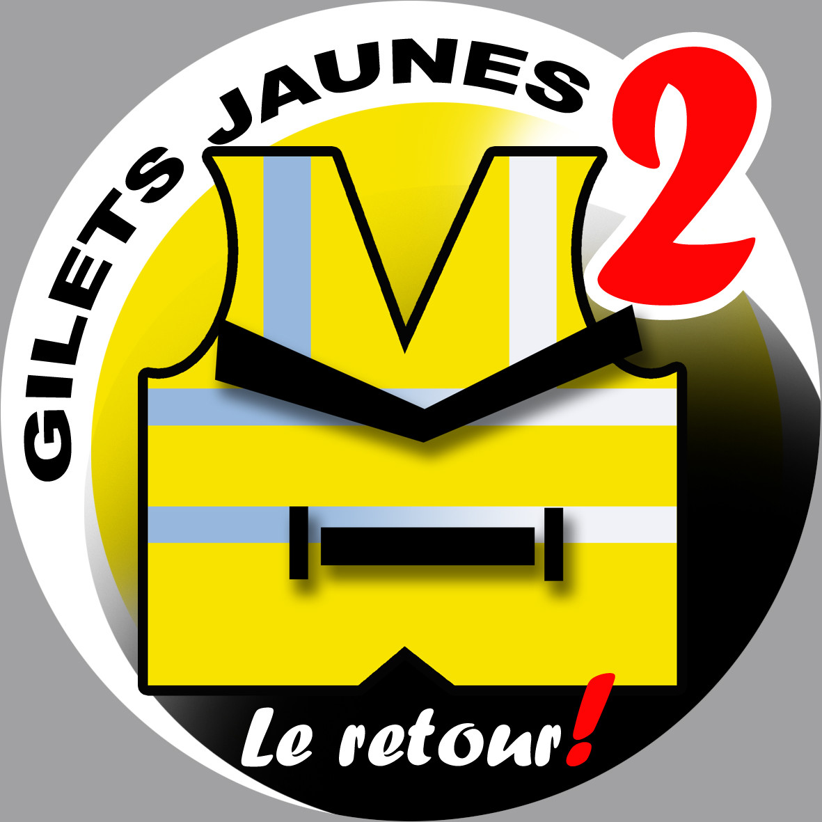 Gilets jaunes acte 2 le retour (20x20cm) - Sticker/autocollant