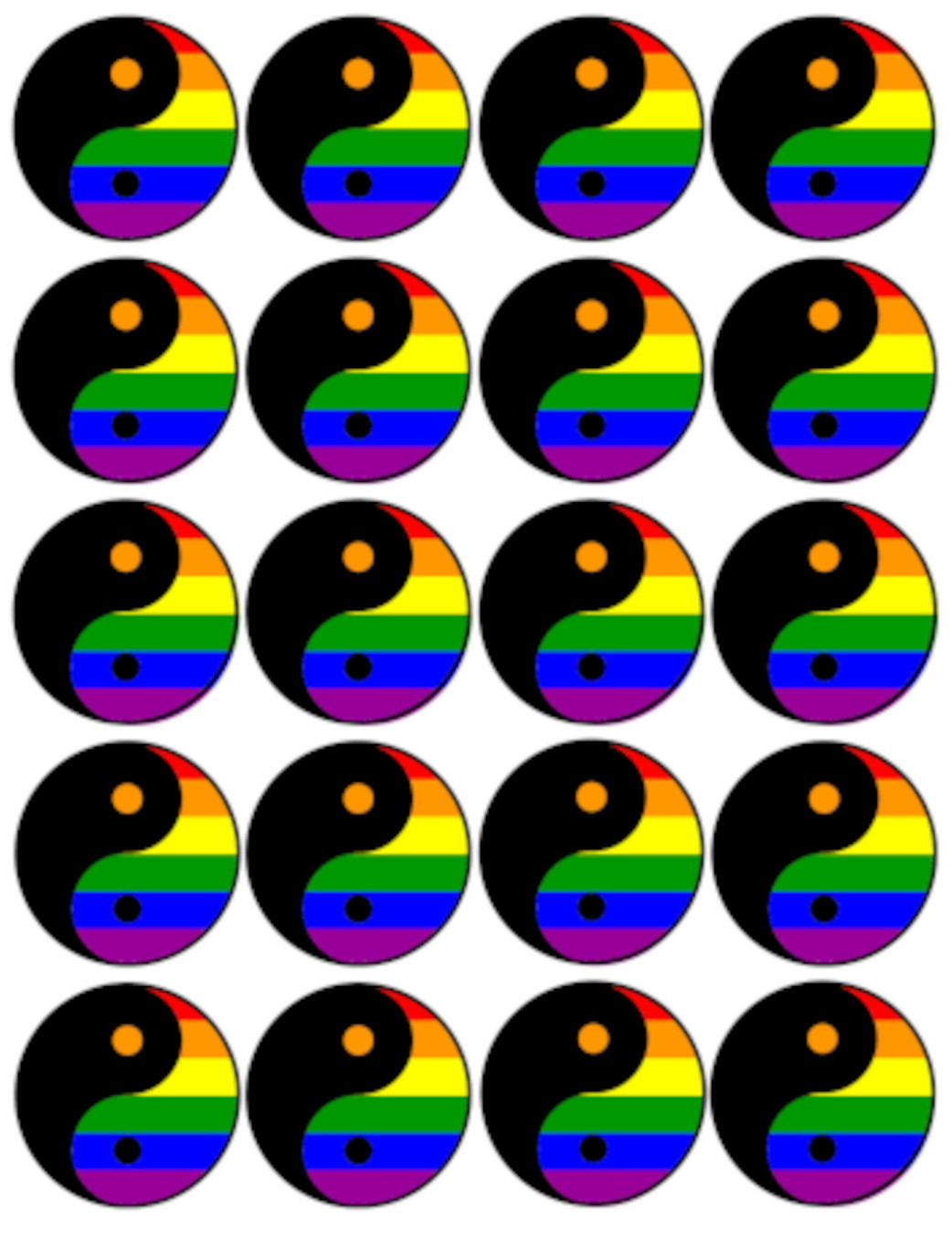 Yin Yang LGBT (20 fois 5cm de diamète) - Sticker/autocollant