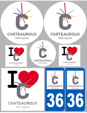 Châteauroux (8 autocollants variés) - Sticker/autocollant