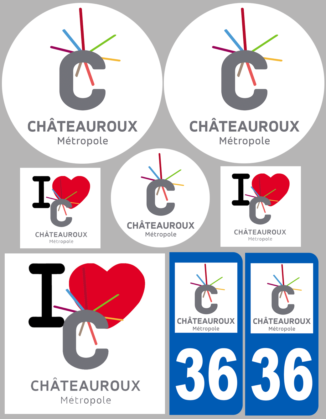 Châteauroux (8 autocollants variés) - Sticker/autocollant