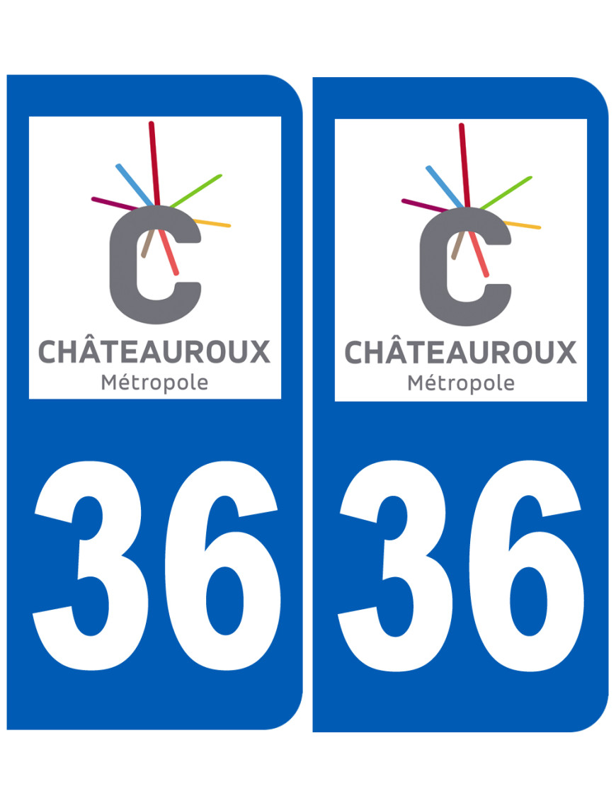 immatriculation Châteauroux 36 - Sticker/autocollant