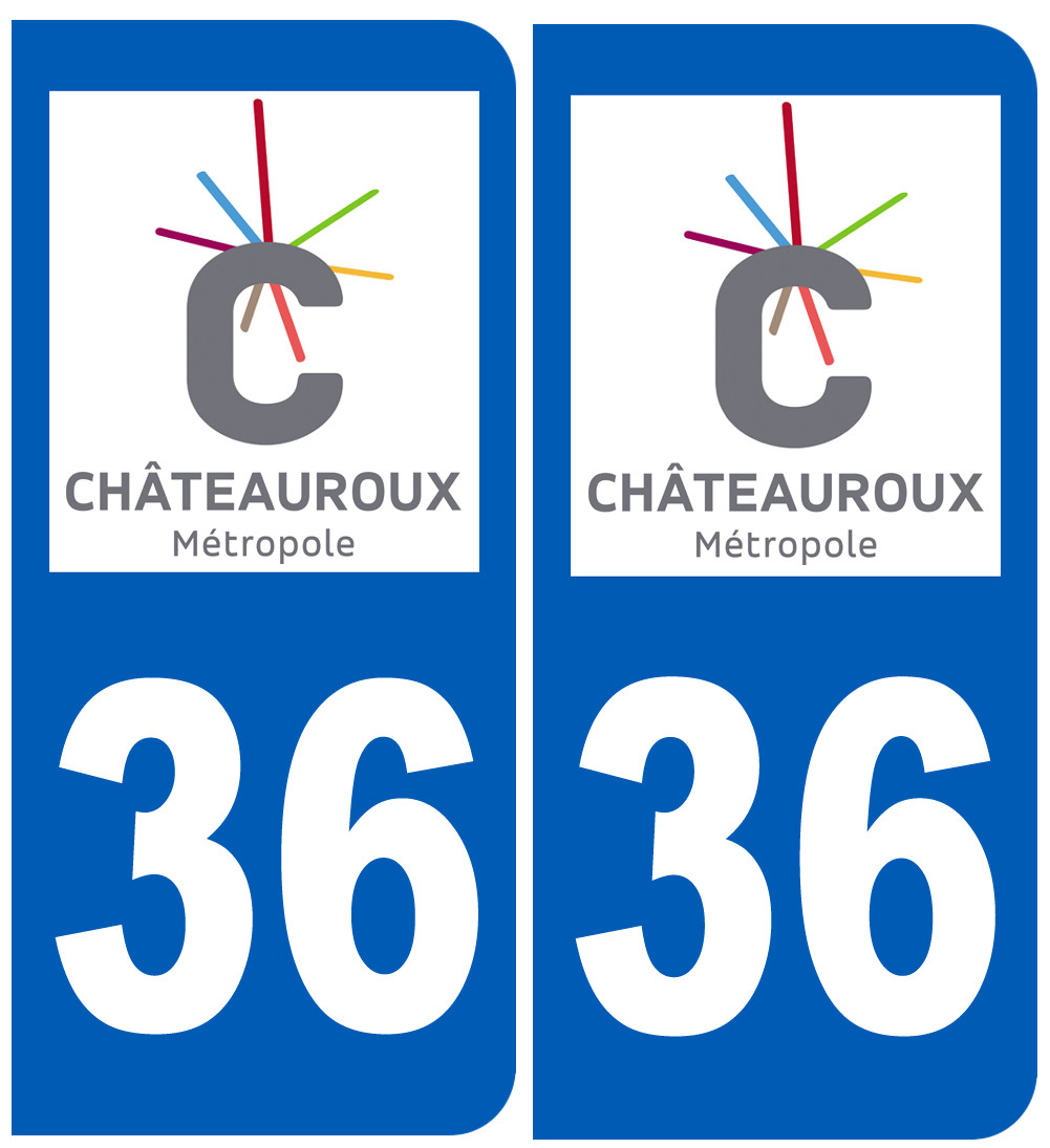 immatriculation Châteauroux 36 - Sticker/autocollant