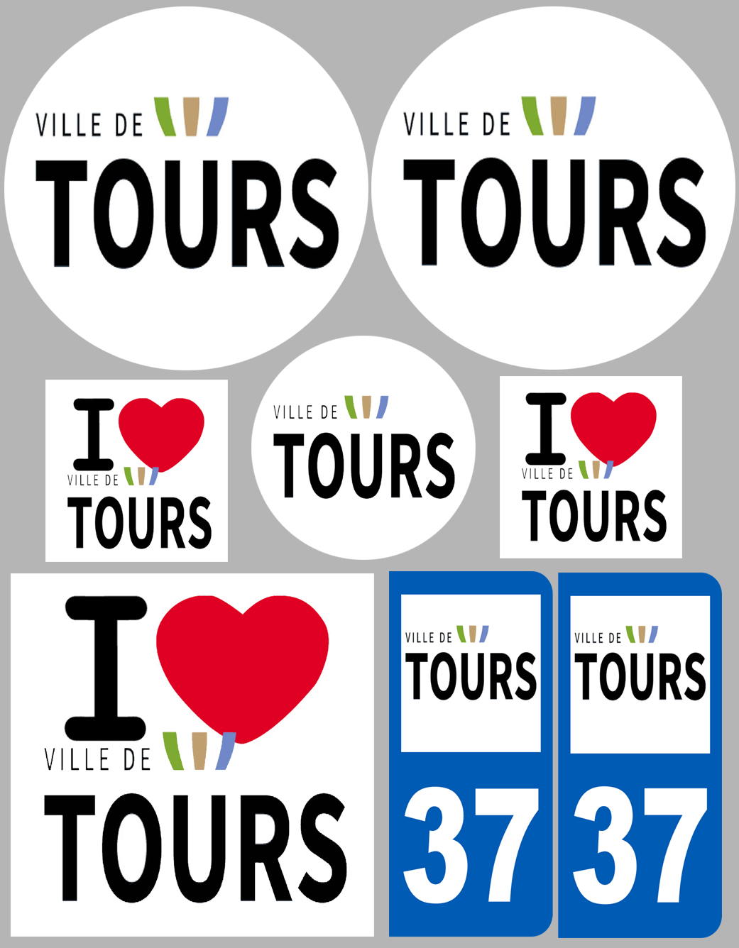 Tours (8 autocollants variés) - Sticker/autocollant