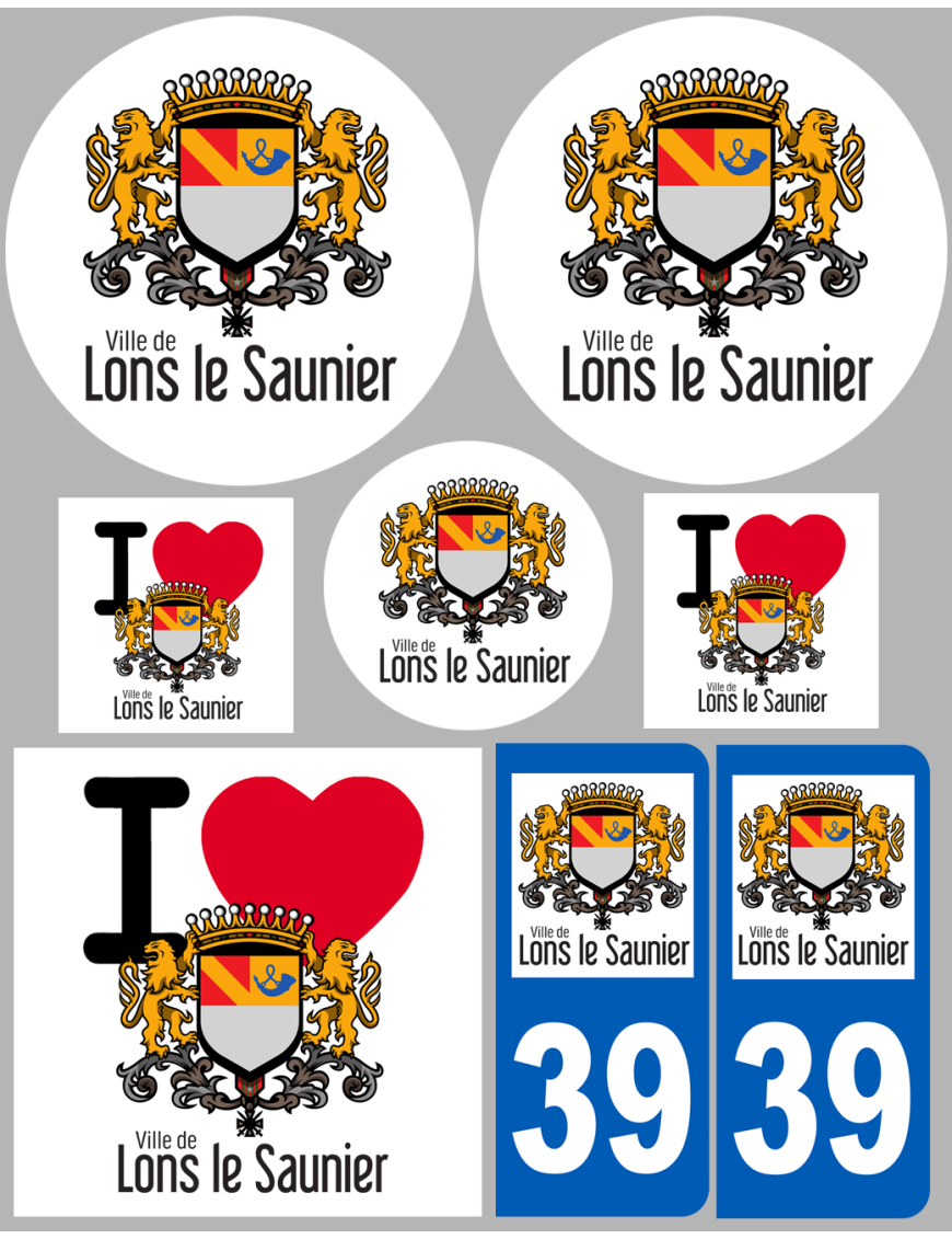 Lons-le-Saunier (8 autocollants variés) - Sticker/autocollant