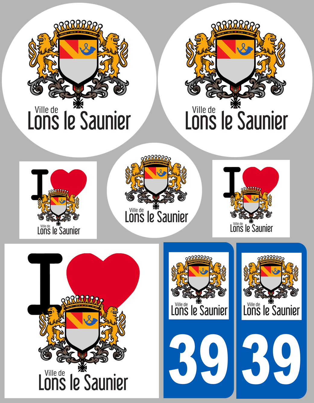 Lons-le-Saunier (8 autocollants variés) - Sticker/autocollant