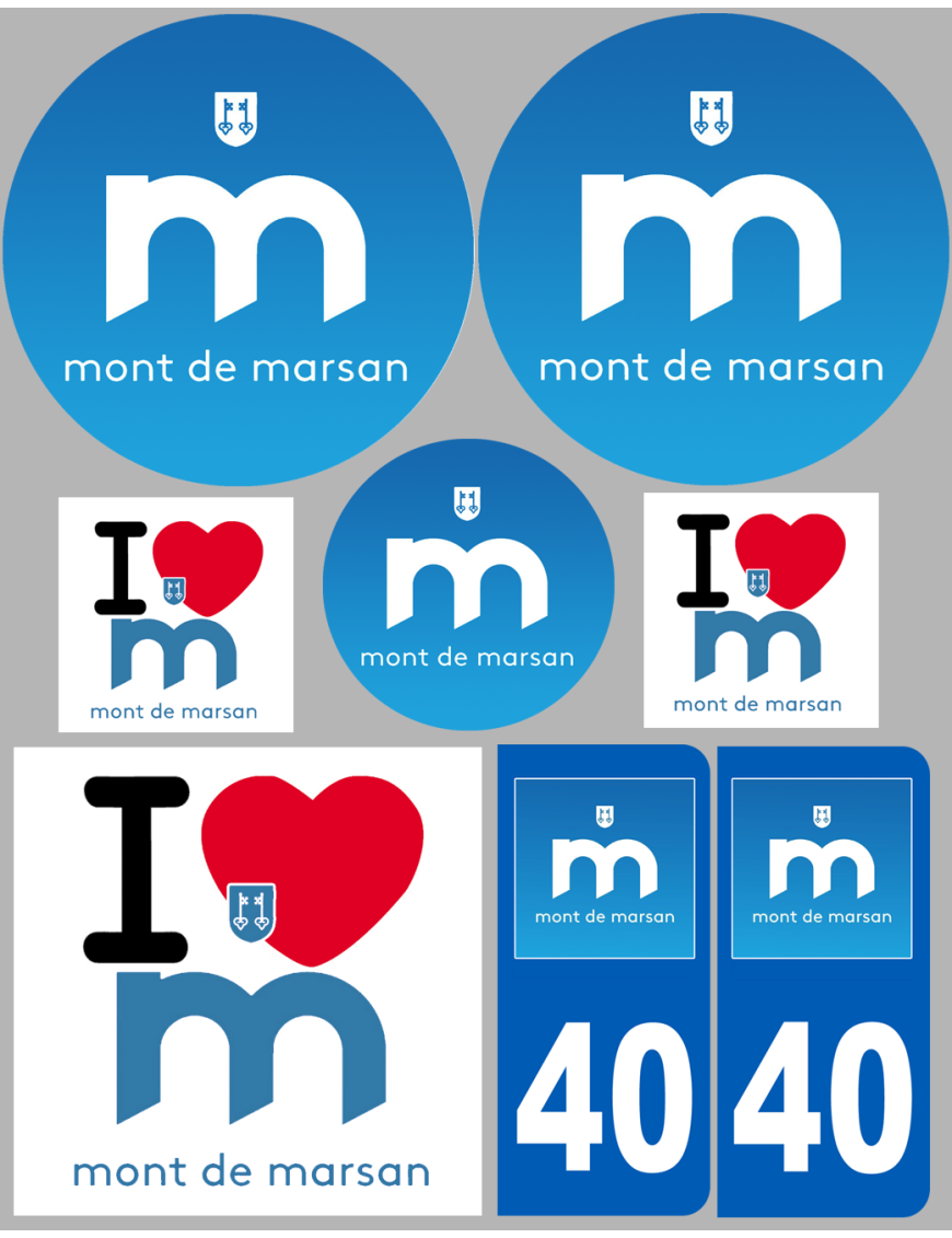 Mont-de-Marsan (8 autocollants variés) - Sticker/autocollant