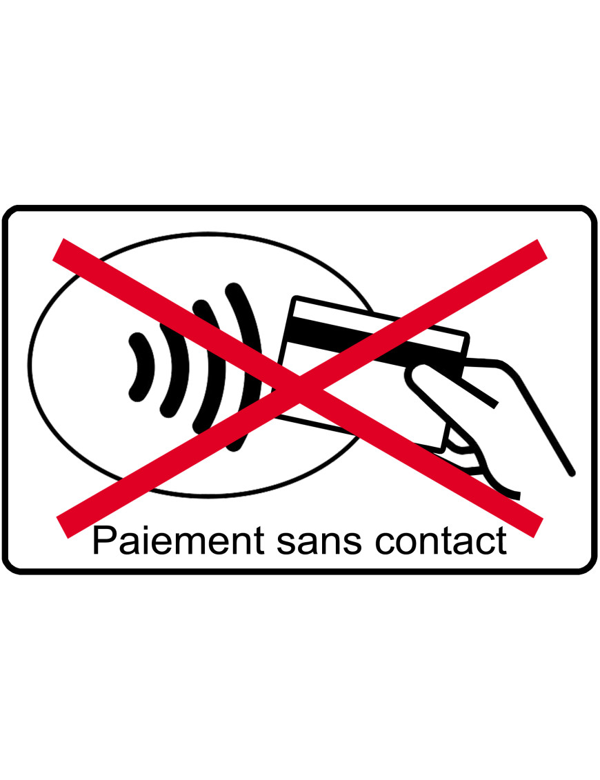 Pas de paiement sans contact carte - 20x12.3cm - Sticker/autocollant