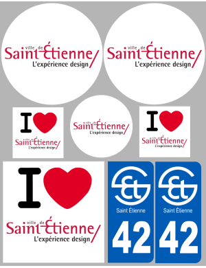 Saint-Étienne (8 autocollants variés) - Sticker/autocollant