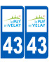 immatriculation Puy-en-Velay 43 - Sticker/autocollant