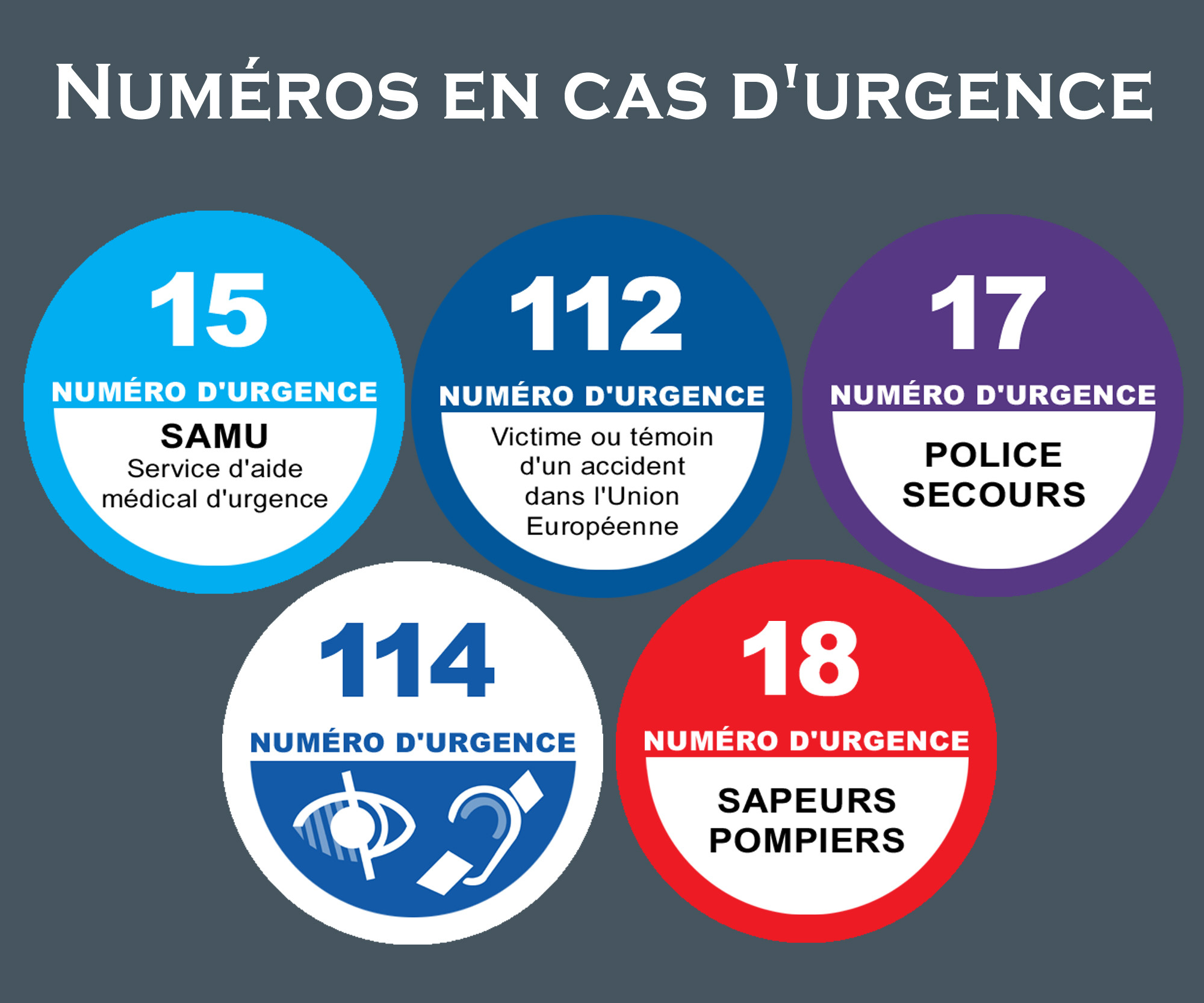 Les numéros d'appel d'urgence en France - 20x16.5cm - Sticker/autocollant