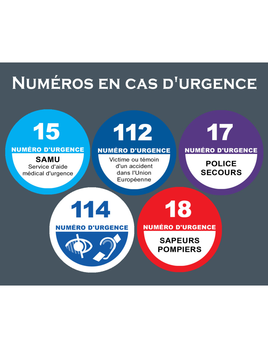 Les numéros d'appel d'urgence en France - 10x8.2cm - Sticker/autocollant