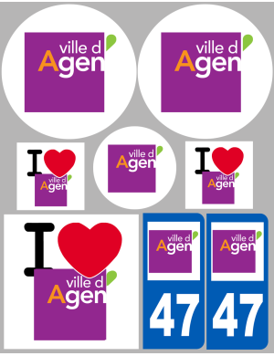 Agen (8 autocollants variés) - Sticker/autocollant