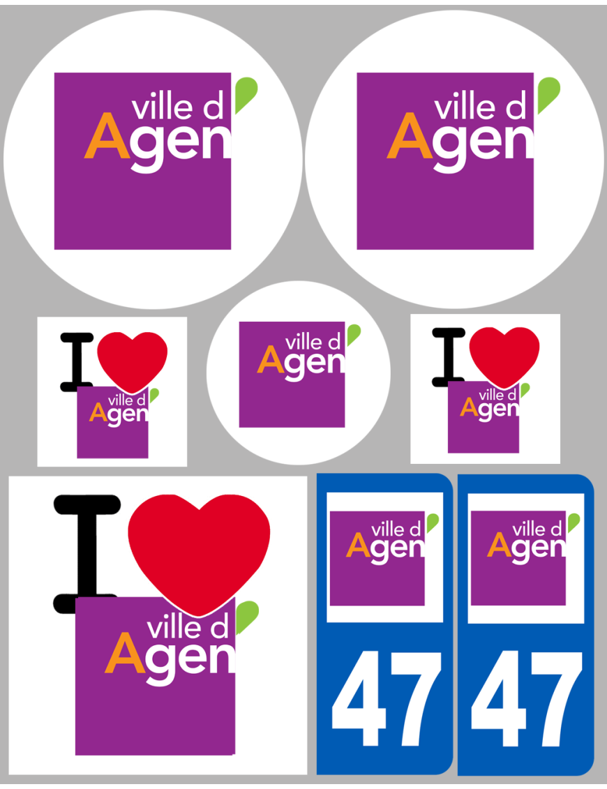 Agen (8 autocollants variés) - Sticker/autocollant