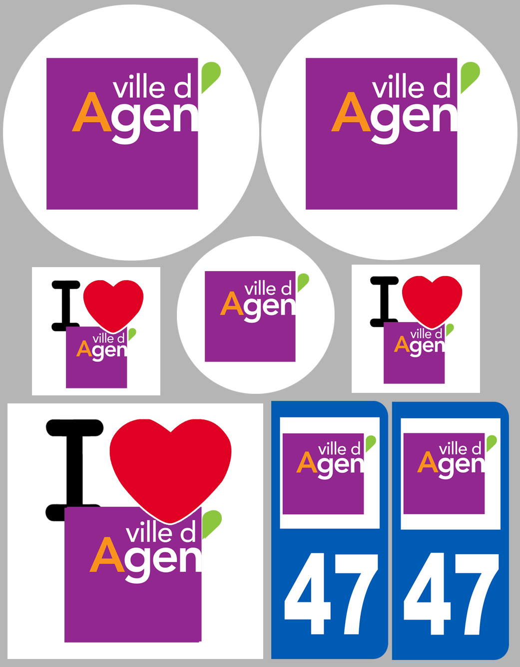 Agen (8 autocollants variés) - Sticker/autocollant