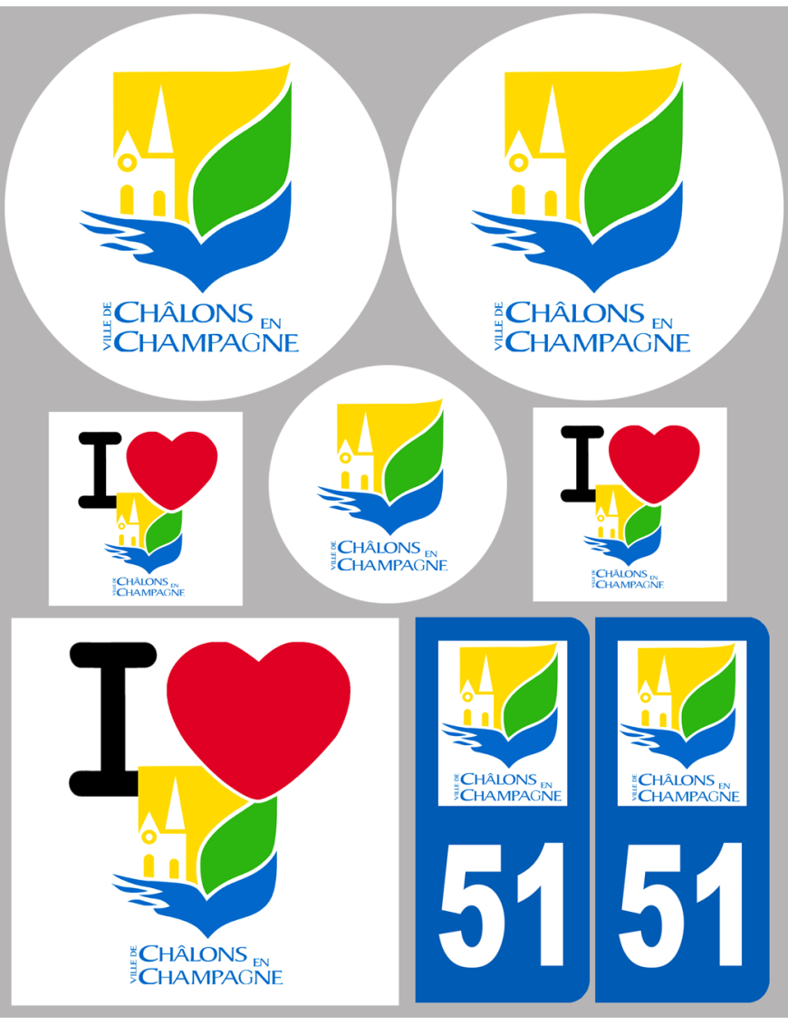 Châlons-en-Champagne (8 autocollants variés) - Sticker/autocollant