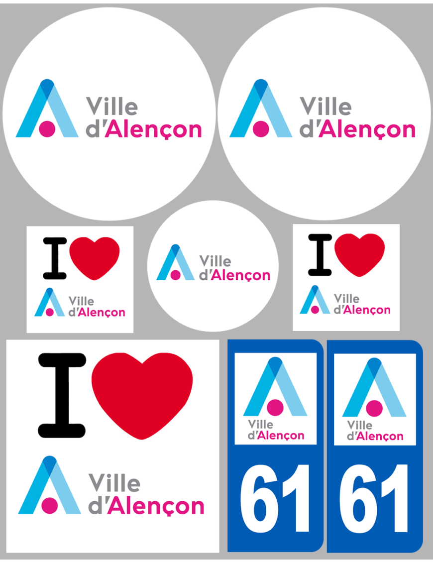 Alençon - 8 autocollants variés - Sticker/autocollant