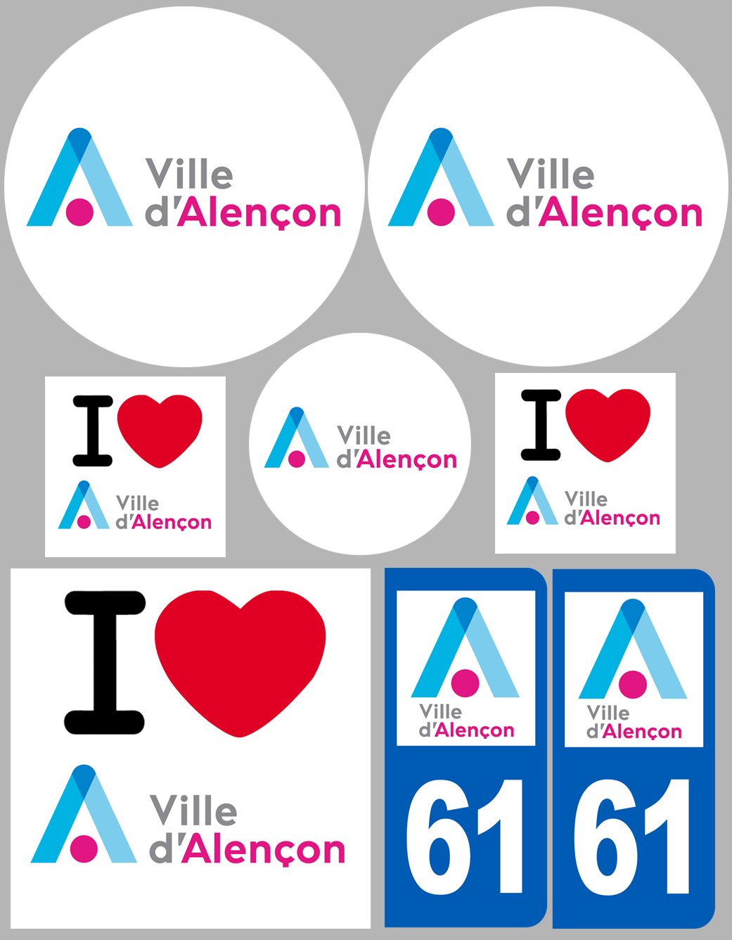 Alençon - 8 autocollants variés - Sticker/autocollant