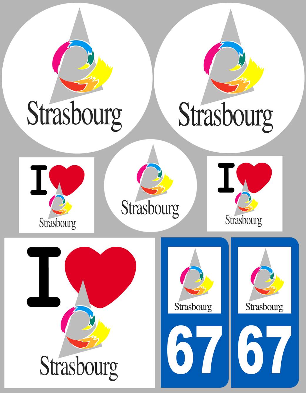 Strasbourg - 8 autocollants variés - Sticker/autocollant