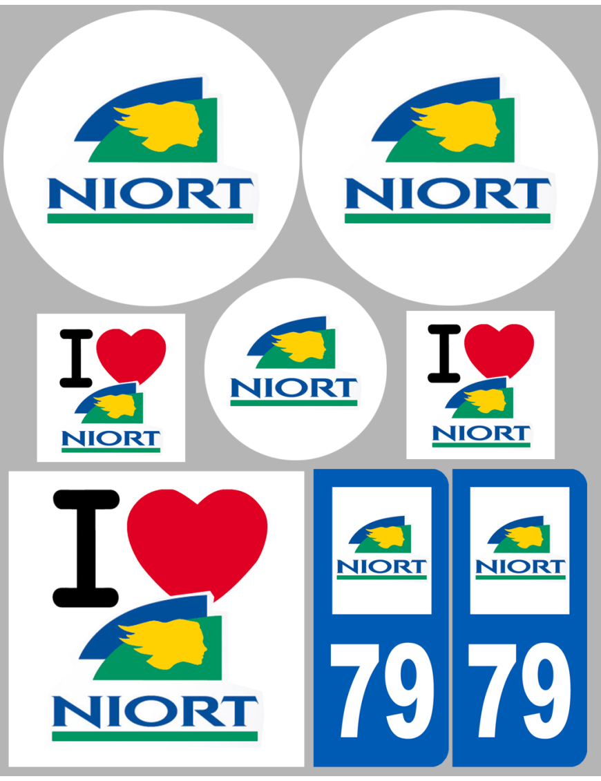 Niort - 8 autocollants variés - Sticker/autocollant