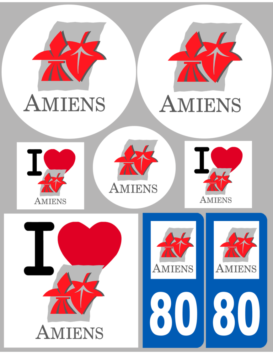 Amiens - 8 autocollants variés - Sticker/autocollant