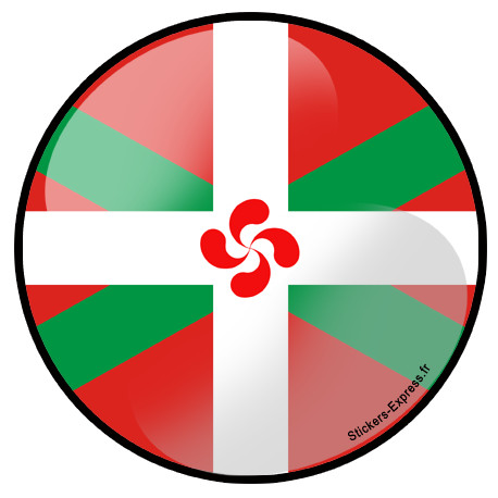 Drapeau croix basque rond - 15cm - Sticker/autocollant