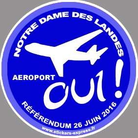 Oui au référendum pour l'aéroport de Notre Dame des Landes - 10cm - Sticker/autocollant