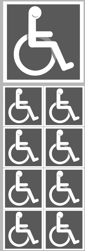 handicap moteur gris - 1 sticker 10cm / 8 stickers 5cm - Sticker/autocollant