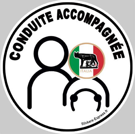 conduite accompagnée Italien louve - 15cm - Sticker/autocollant