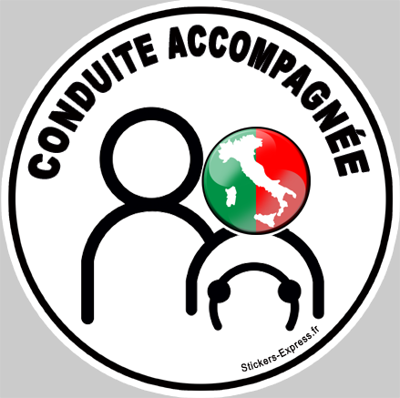 conduite accompagnée Italien carte - 15cm - Sticker/autocollant